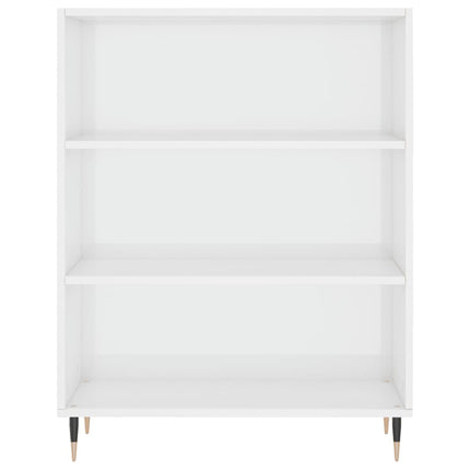 Bokhylla vit högglans 69,5x32,5x90 cm konstruerat trä