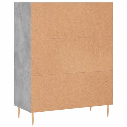 Bokhylla betonggrå 69,5x32,5x90 cm konstruerat trä