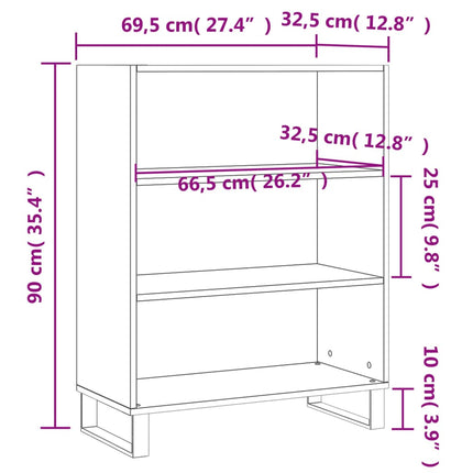 Bokhylla betonggrå 69,5x32,5x90 cm konstruerat trä
