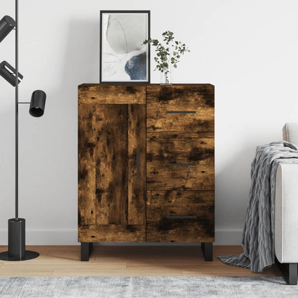Skänk rökfärgad ek 69,5x34x90 cm konstruerat trä