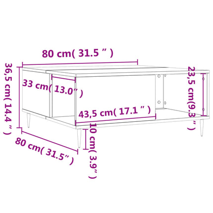 Soffbord vit 80x80x36,5 cm konstruerat trä
