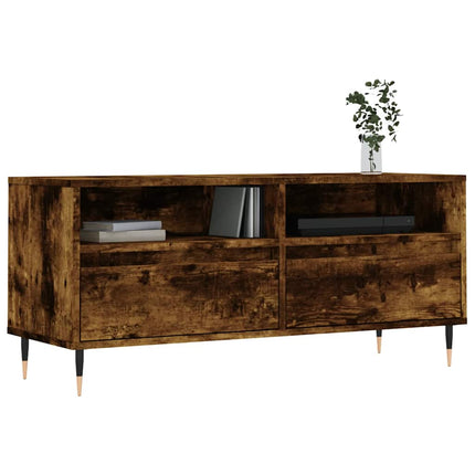Tv-bänk rökfärgad ek 100x34,5x44,5 cm konstruerat trä