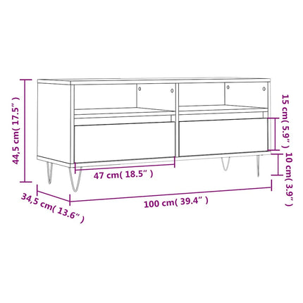 Tv-bänk rökfärgad ek 100x34,5x44,5 cm konstruerat trä