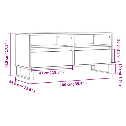 Tv-bänk sonoma-ek 100x34,5x44,5 cm konstruerat trä