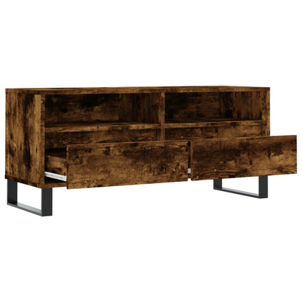 Tv-bänk rökfärgad ek 100x34,5x44,5 cm konstruerat trä