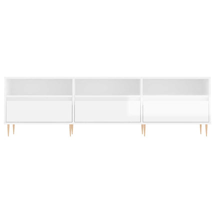 Tv-bänk vit högglans 150x30x44,5 cm konstruerat trä
