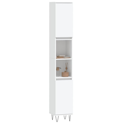 Badrumsskåp vit 30x30x190 cm konstruerat trä