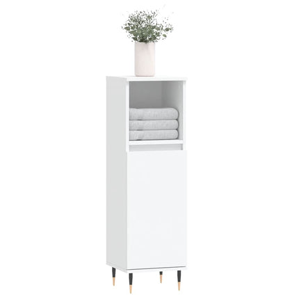 Badrumsskåp vit 30x30x100 cm konstruerat trä