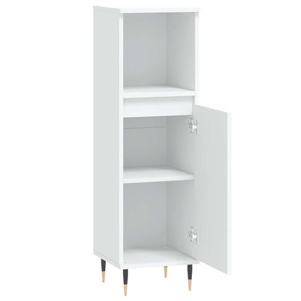 Badrumsskåp vit 30x30x100 cm konstruerat trä