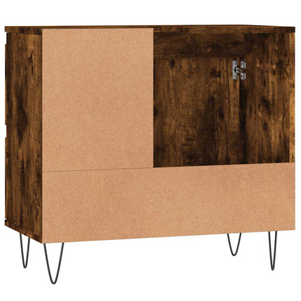 Badrumsskåp rökfärgad ek 65x33x60 cm konstruerat trä