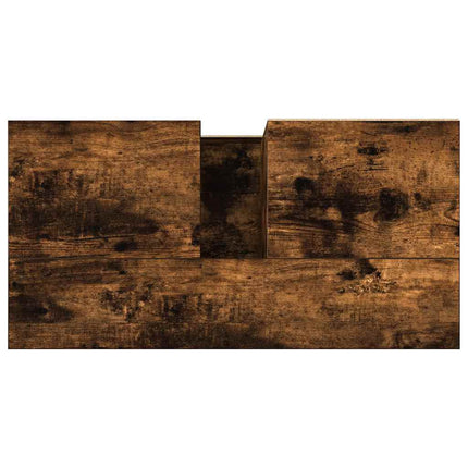 Badrumsskåp rökfärgad ek 65x33x60 cm konstruerat trä