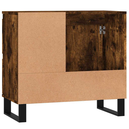 Badrumsskåp rökfärgad ek 65x33x60 cm konstruerat trä