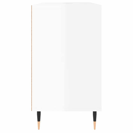 Badrumsskåp vit högglans 80x33x60 cm konstruerat trä