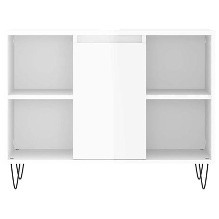 Badrumsskåp vit högglans 80x33x60 cm konstruerat trä