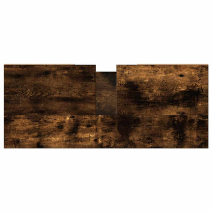 Badrumsskåp rökfärgad ek 80x33x60 cm konstruerat trä