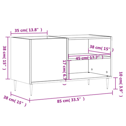 Stereobänk rökfärgad ek 85x38x48 cm konstruerat trä