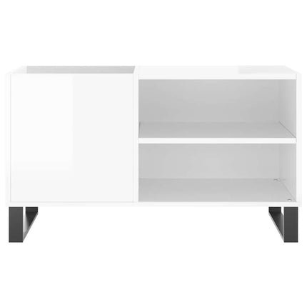 Stereobänk vit högglans 85x38x48 cm konstruerat trä
