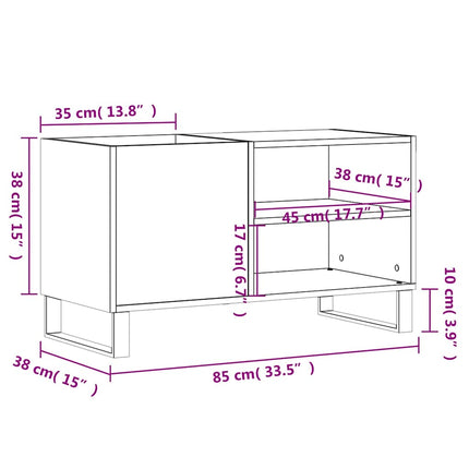 Stereobänk sonoma-ek 85x38x48 cm konstruerat trä
