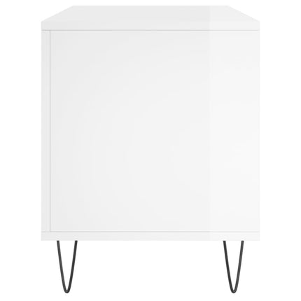 Stereobänk vit högglans 100x38x48 cm konstruerat trä
