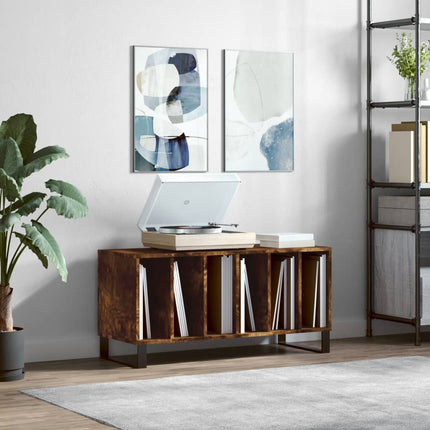 Stereobänk rökfärgad ek 100x38x48 cm konstruerat trä