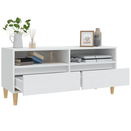 Tv-bänk vit 100x34,5x44,5 cm konstruerat trä