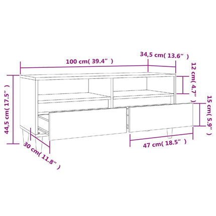 Tv-bänk sonoma-ek 100x34,5x44,5 cm konstruerat trä