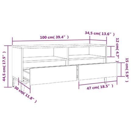 Tv-bänk sonoma-ek 100x34,5x44,5 cm konstruerat trä