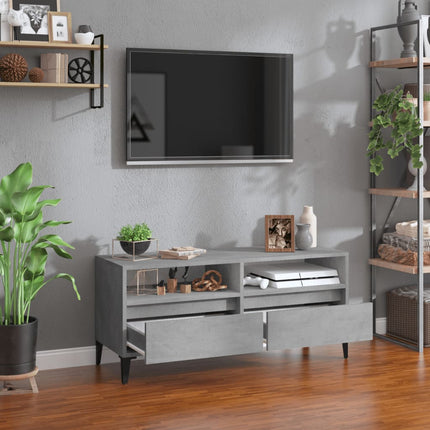 Tv-bänk betonggrå 100x34,5x44,5 cm konstruerat trä