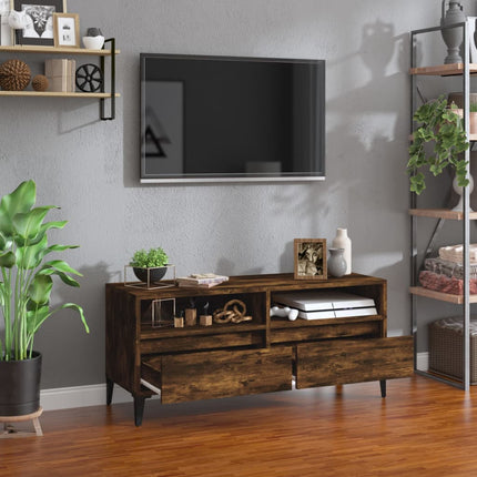 Tv-bänk rökfärgad ek 100x34,5x44,5 cm konstruerat trä