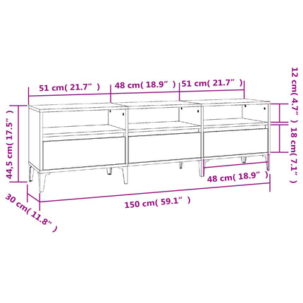 Tv-bänk sonoma-ek 150x30x44,5 cm konstruerat trä