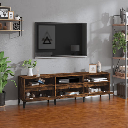 Tv-bänk rökfärgad ek 150x30x44,5 cm konstruerat trä