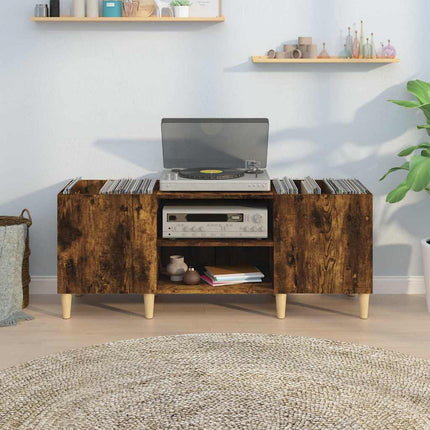 Stereobänk rökfärgad ek 121x38x48 cm konstruerat trä