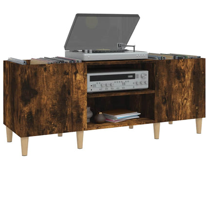 Stereobänk rökfärgad ek 121x38x48 cm konstruerat trä