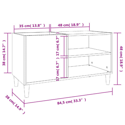 Stereobänk rökfärgad ek 84,5x38x48 cm konstruerat trä