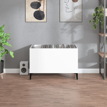 Stereobänk vit högglans 74,5x38x48 cm konstruerat trä