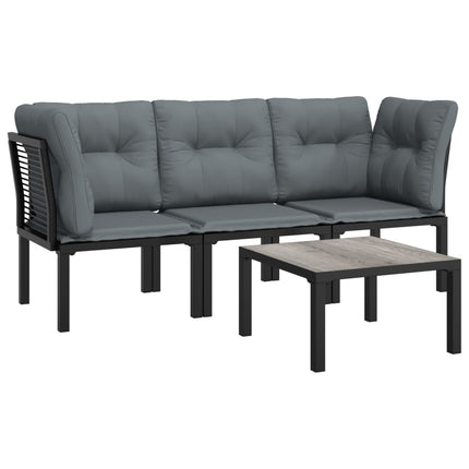 Loungegrupp 4 delar svart och grå konstrotting