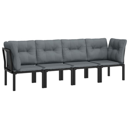 Loungegrupp 4 delar svart och grå konstrotting