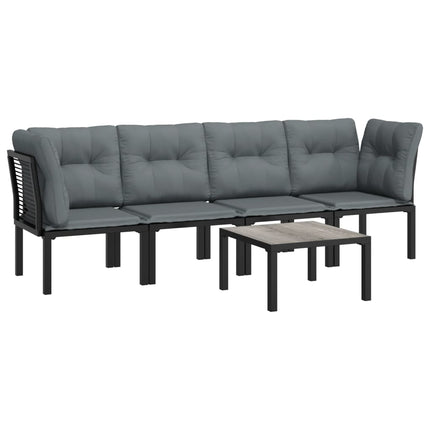 Loungegrupp 5 delar konstrotting svart och grå