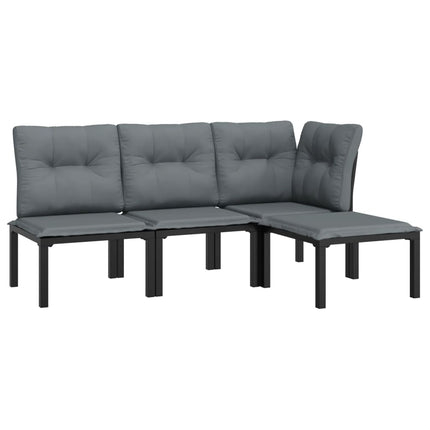 Loungegrupp 4 delar svart och grå konstrotting