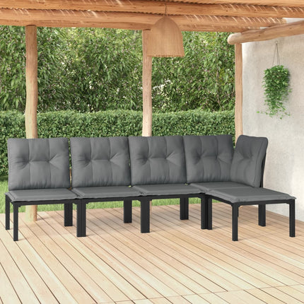 Loungegrupp 5 delar konstrotting svart och grå