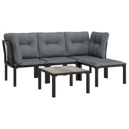 Loungegrupp 5 delar konstrotting svart och grå
