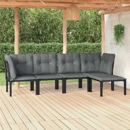 Loungegrupp 5 delar konstrotting svart och grå