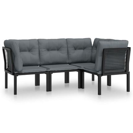 Loungegrupp 4 delar svart och grå konstrotting