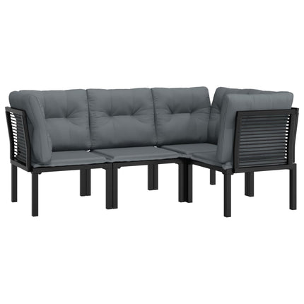 Loungegrupp 4 delar svart och grå konstrotting