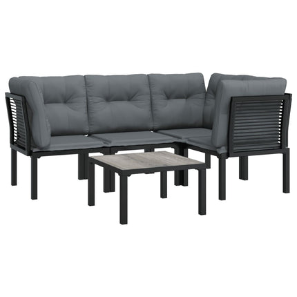 Loungegrupp 5 delar konstrotting svart och grå