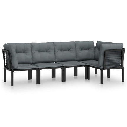 Loungegrupp 5 delar konstrotting svart och grå