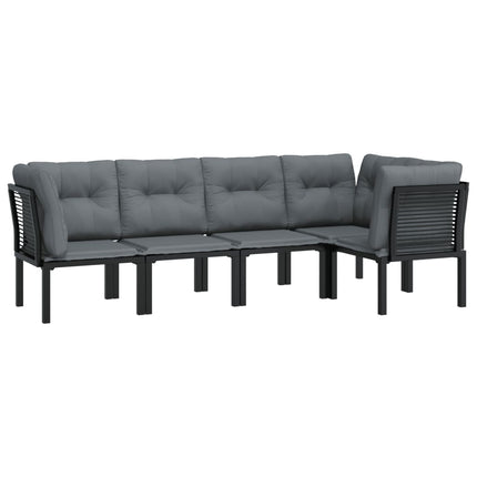 Loungegrupp 5 delar konstrotting svart och grå