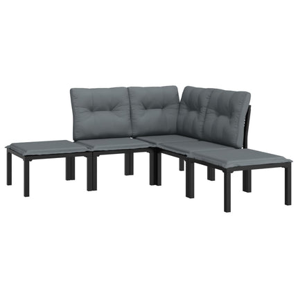 Loungegrupp 5 delar konstrotting svart och grå