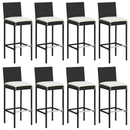 Bargrupp för trädgården 9 delar med dynor svart konstrotting
