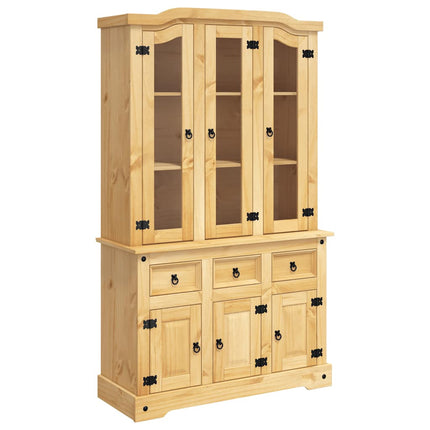 Skänk Corona brun 112x43x196 cm massiv mexikansk furu